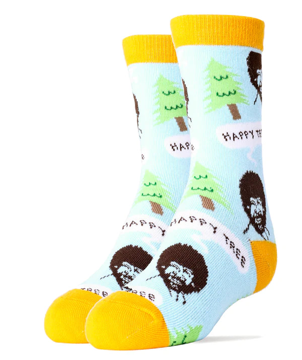 Bob Ross Happy Tree Blue Socks Kid's