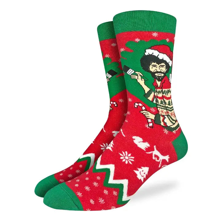 Men Bob Ross Christmas Socks